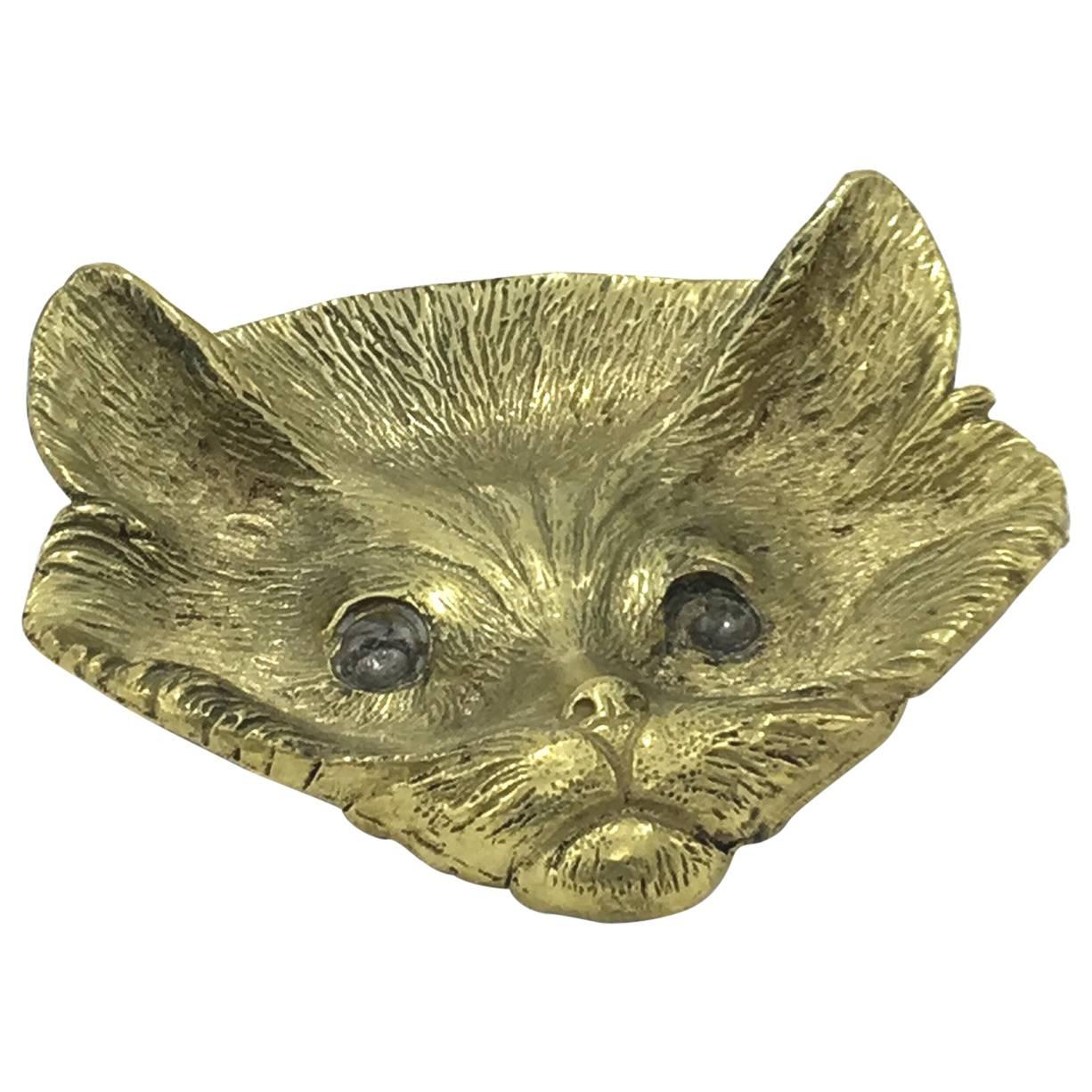 Cat Brass Ashtray or Bowl