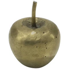 Vintage Mid-Century Brass Apple Paper Press or Natural Sculpture