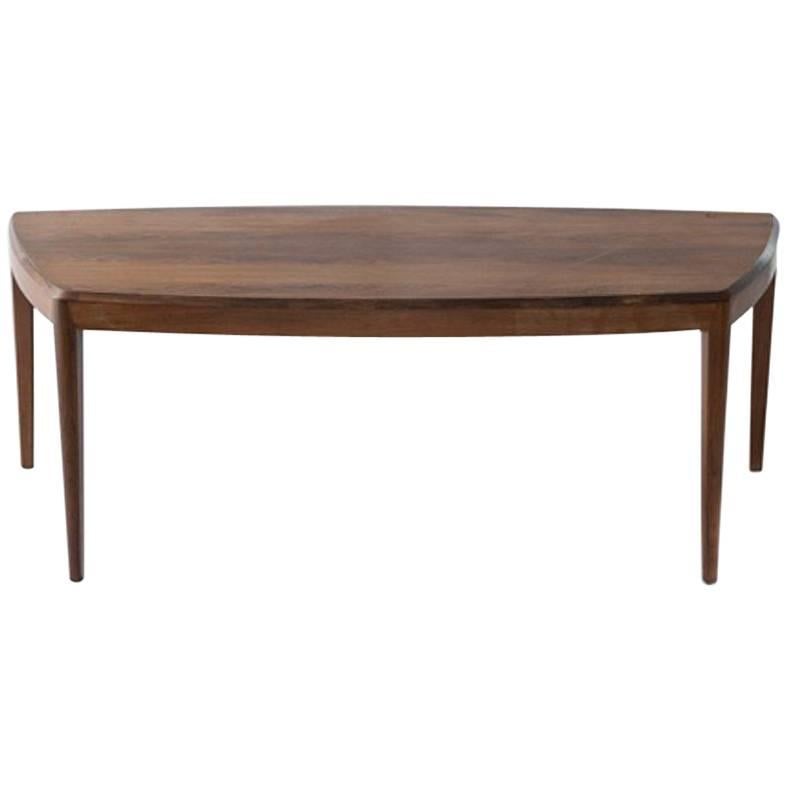 Johannes Andersen 1950s Coffee Table in Rosewood Trapezoid Shape For Sale