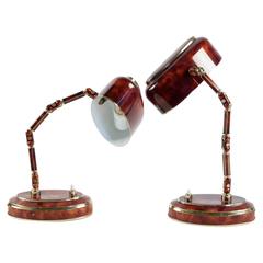 Pair of Tortoise Shell Desk Lamps, circa 1940