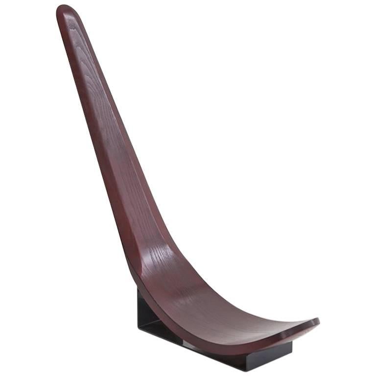 Carlo Mo “Chip” Chair Carved Oak, Lacquered Steel Base, Limited Edition For Sale