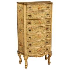 20th Century Venetian Tallboy in Lacquered and Giltwood