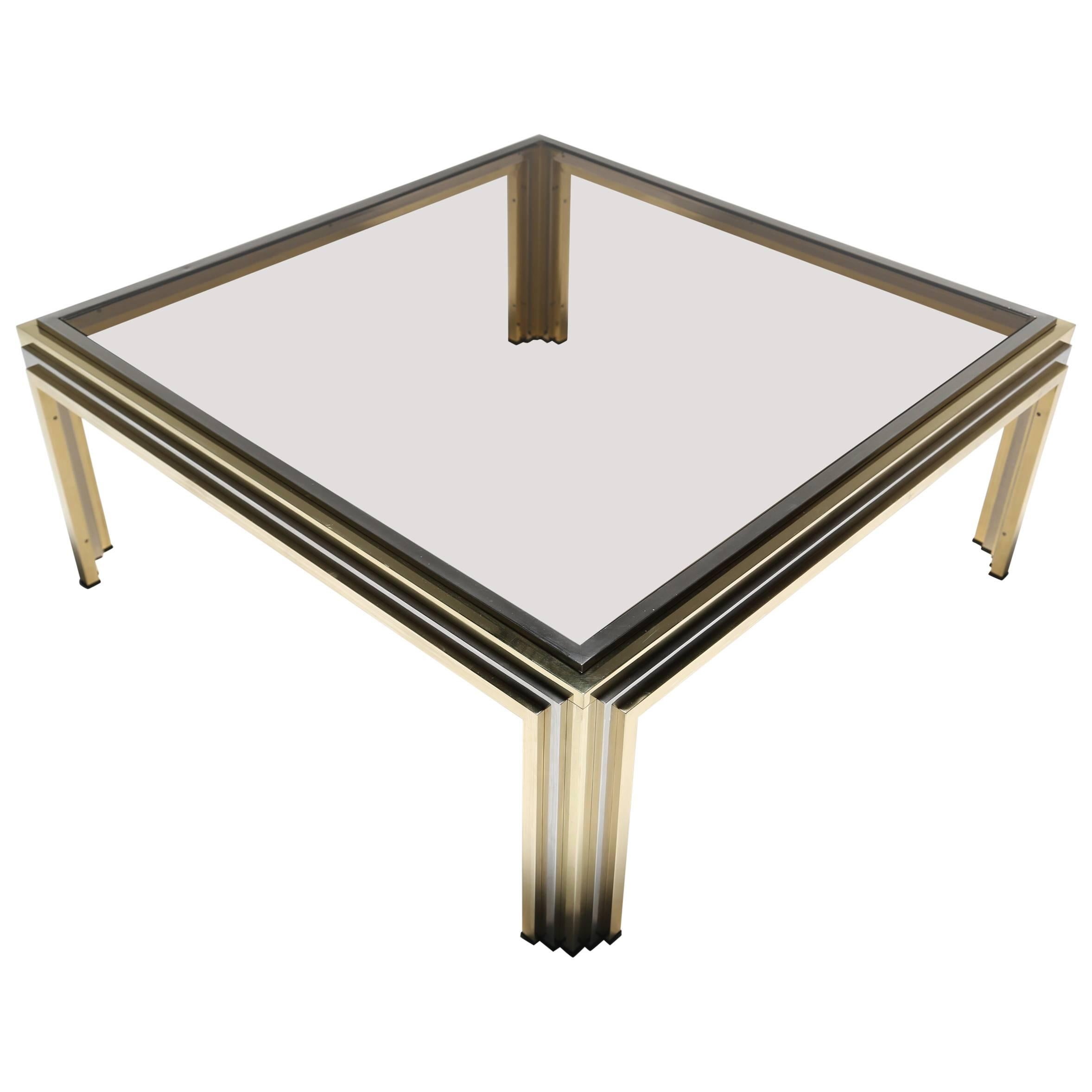 Romeo Rega brass and chrome mid-century coffee table.
