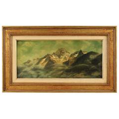 Swiss Mountain Landscape Painting Signed and Dated 1949