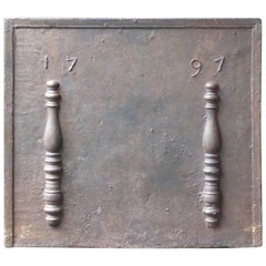 Plaque de cheminée / dosseret "Piliers d'Hercule" du 18e siècle