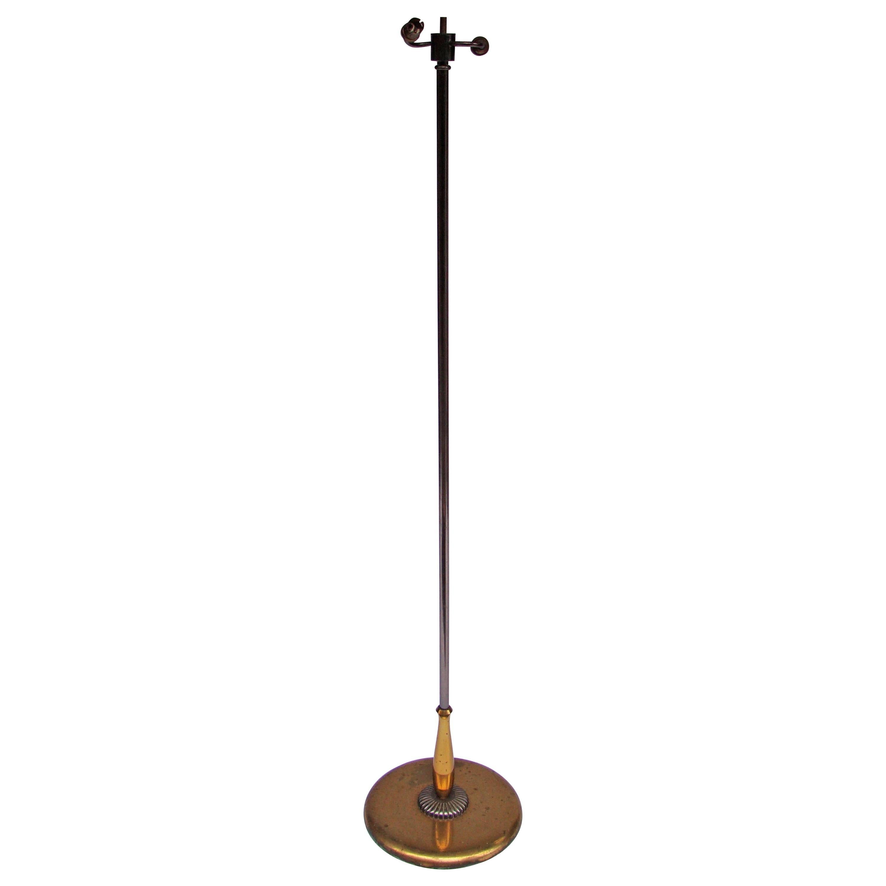 1960s French Golden and "Canon de Fusil" Bronze Floor Lamp by Gilbert Poillerat For Sale