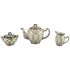 Sterling Silver Overlay Lenox Three-Piece Art Deco Tea Set