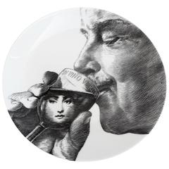 Fornasetti Plate with Self-Portrait, "In Vino Veritas"