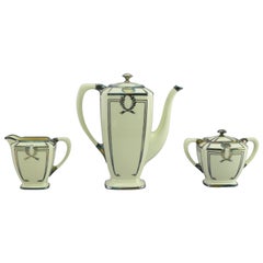 Vintage Lenox Three-Piece Tea Set with Sterling Silver Overlay