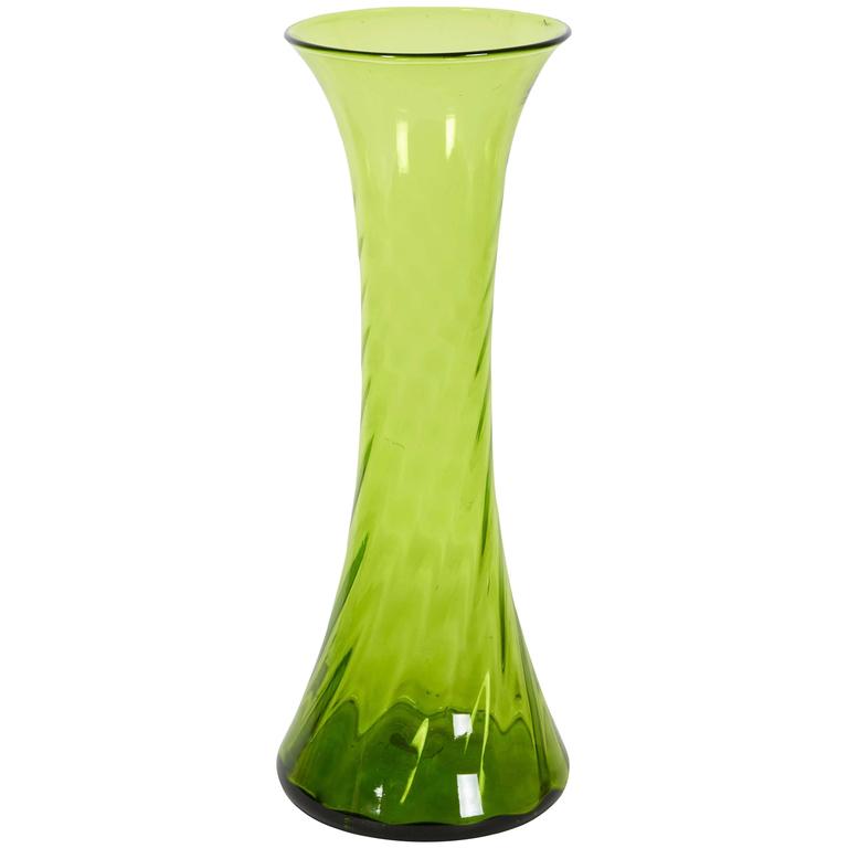 Blenko Green Blown Glass Floor Vase at 1stDibs