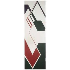 Mid-Century Geometric Abstract Painted Door Panel, Signed Karras 2