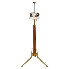 Gerald Thurston Walnut and Brass Tripod Lamp for Lightolier