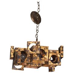 Tom Greene for Feldman Abstract Geometric Brutalist Chandelier 8