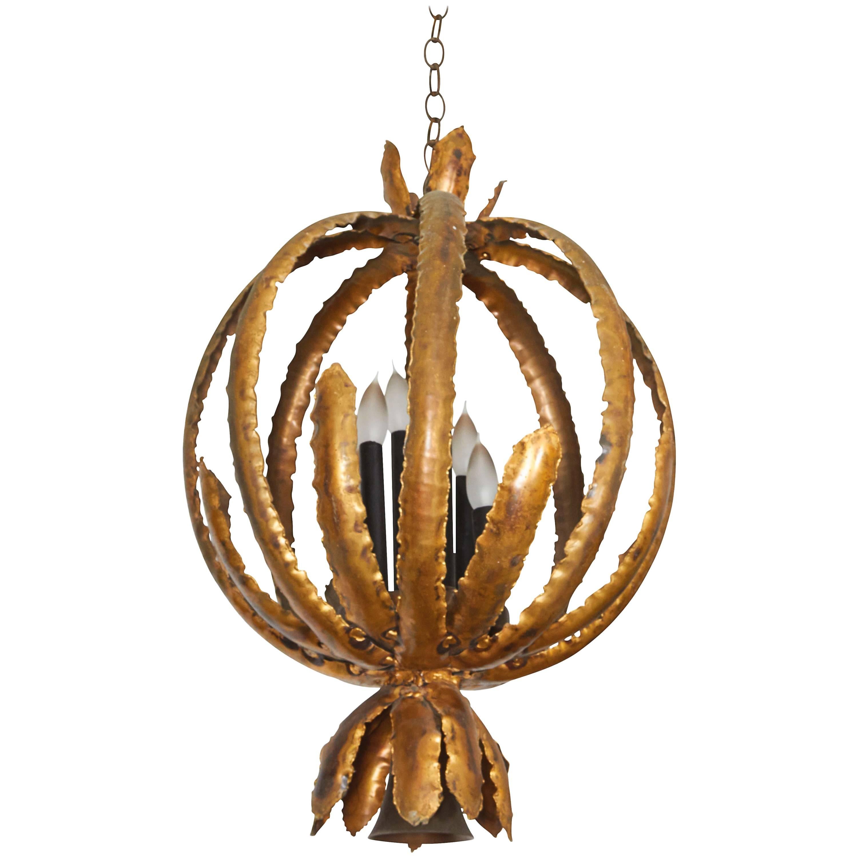 Tom Greene Brutalist Torch Cut Metal Chandelier for Feldman