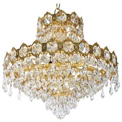 Sciolari 1970s Gilt Brass Chandelier with Swarovski Crystals 12