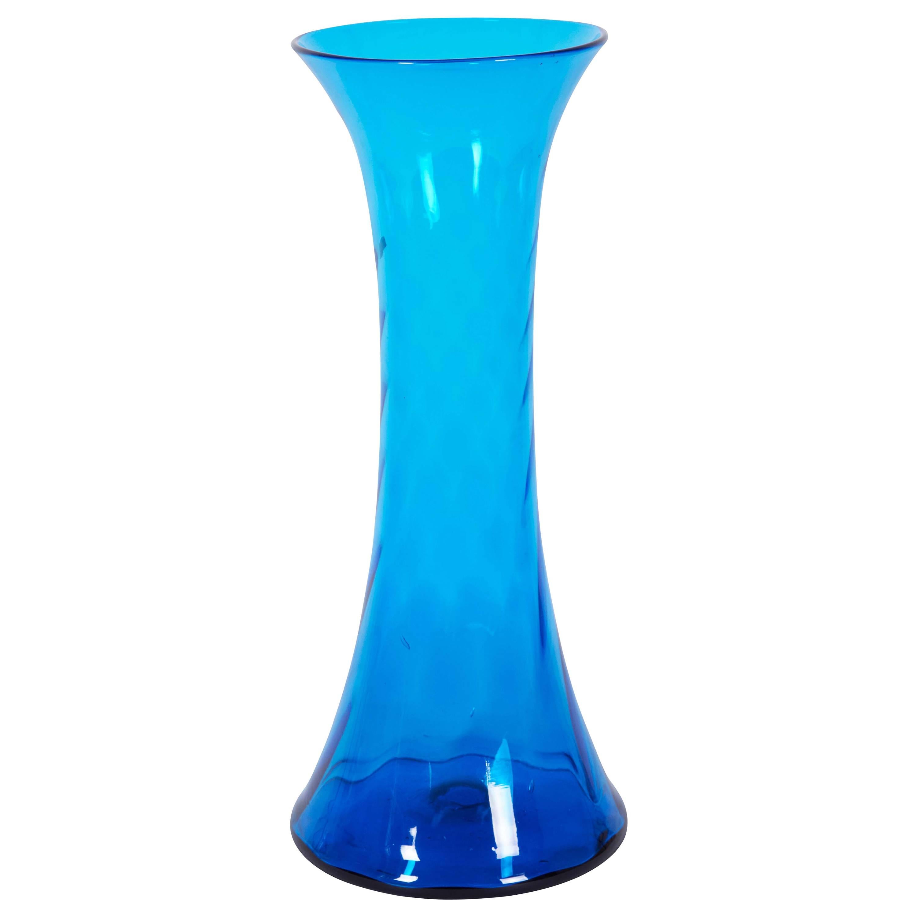 Blenko Turquoise Blown Glass Floor Vase