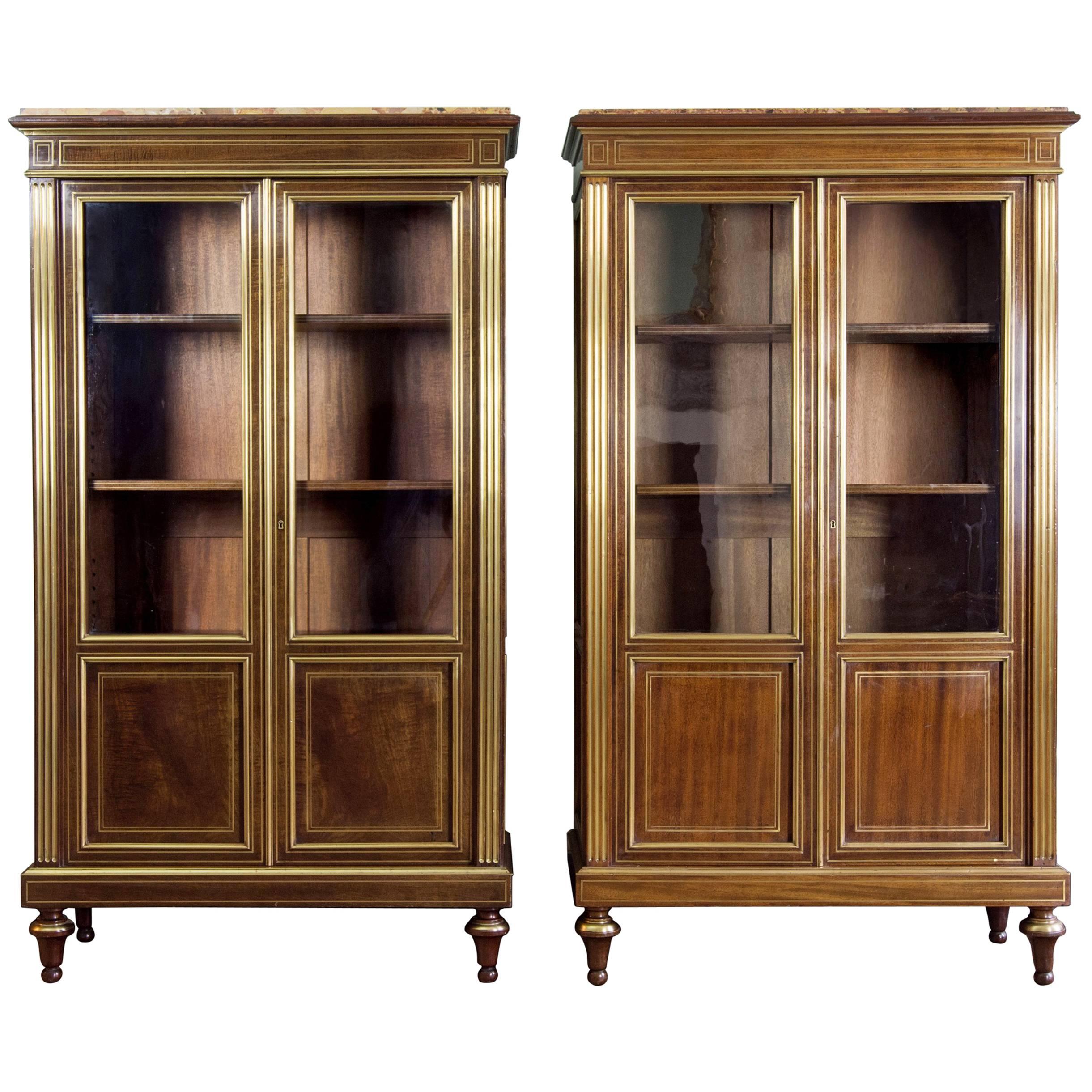 Pair of French Mahogany Vitrines