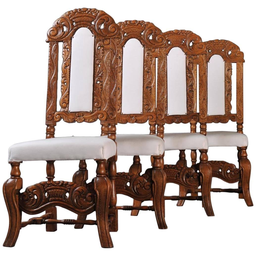 Set of Four Dining Chairs, 19th Century, Neo-Baroque For Sale