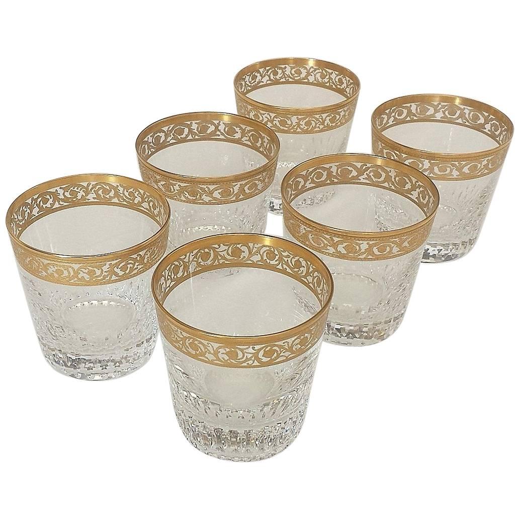 Six Gold Regular Old Fashion in Crystal Saint-Louis, Thistle Gold Model