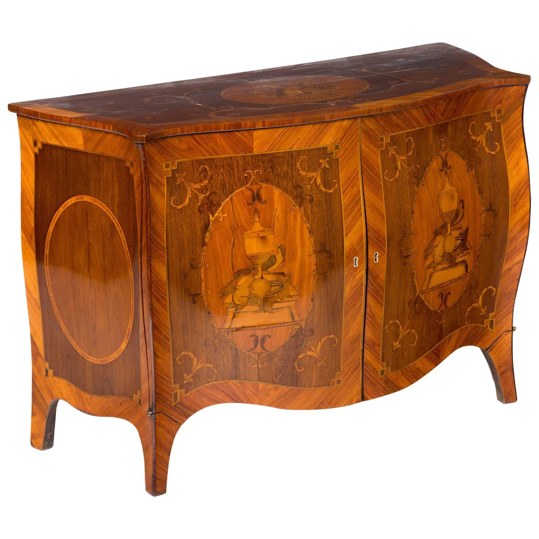 Exceptional George III Satinwood and Amaranth Marquetry Commode For Sale