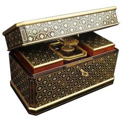 Tea Caddy Stamped Giroux in Boulle Marquetry Napoleon III Period, 19th Century
