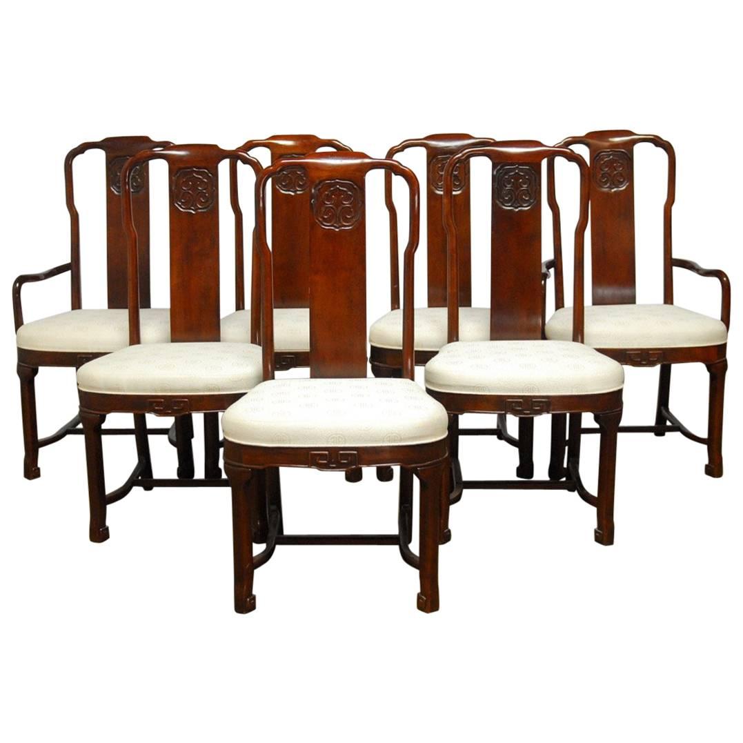 Set of Seven Chinese Ming Dining Chairs by Drexel