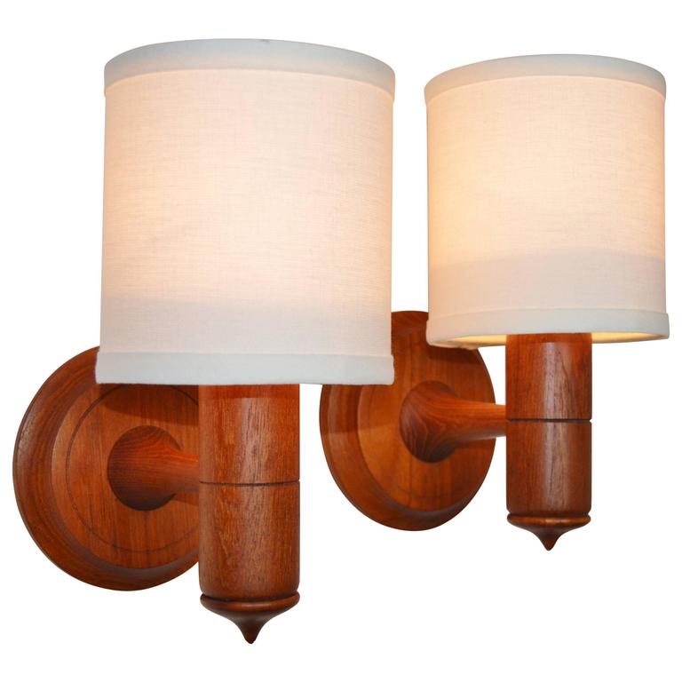 Pair of Teak Wall Mount Lights or Sconces, Danish Modern For Sale at 1stdibs