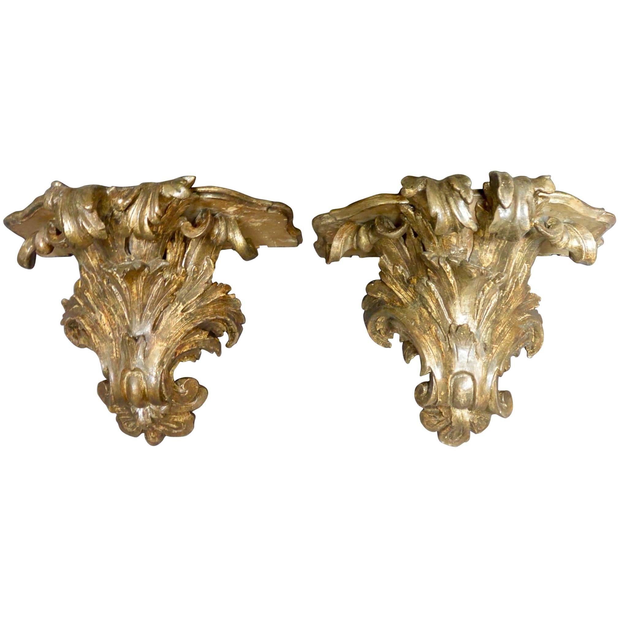 Pair Large Italian Gilt-Carved Brackets For Sale 10