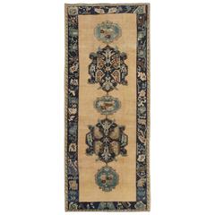 Gallery Turkish Oushak with Lustrous Wool and Two Elegant, Blue Medallions