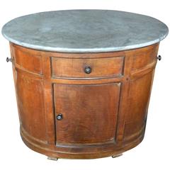 Italian Chestnut Oval Cabinet with Grey Marble Top 11