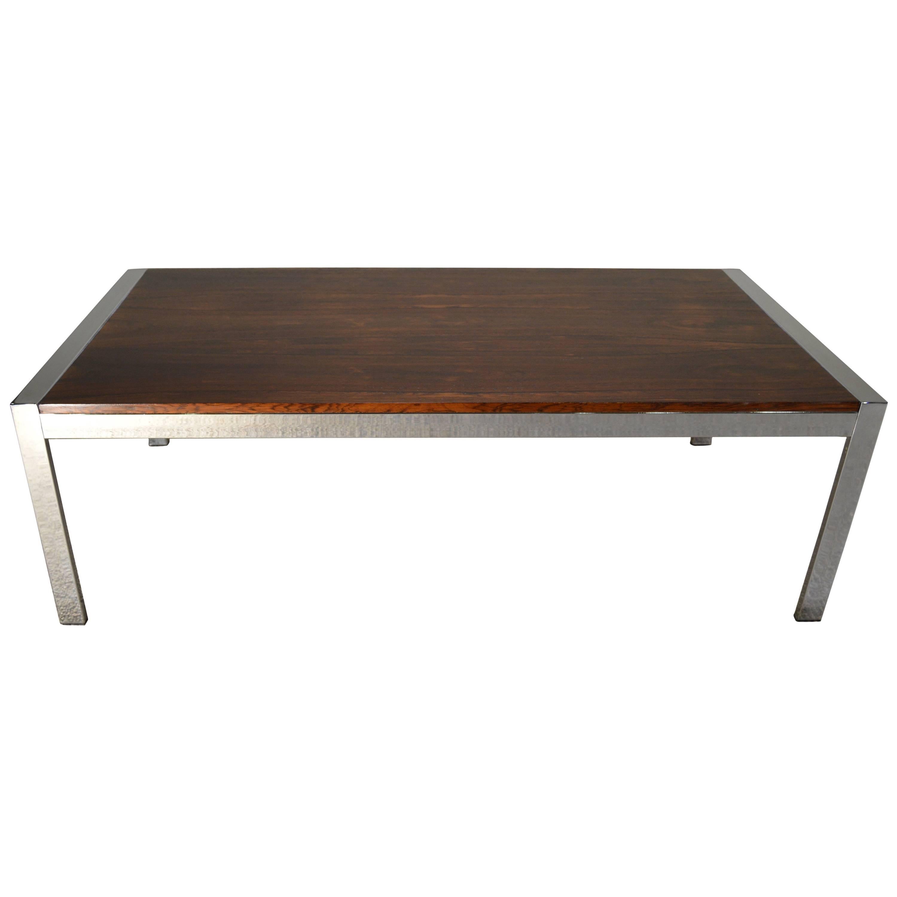 Mid-Century Rosewood and Chrome Coffee Table by Howard Miller