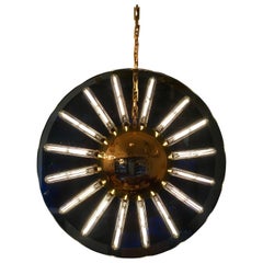 Lampe à suspension moderne italienne en verre Saturno des années 1980