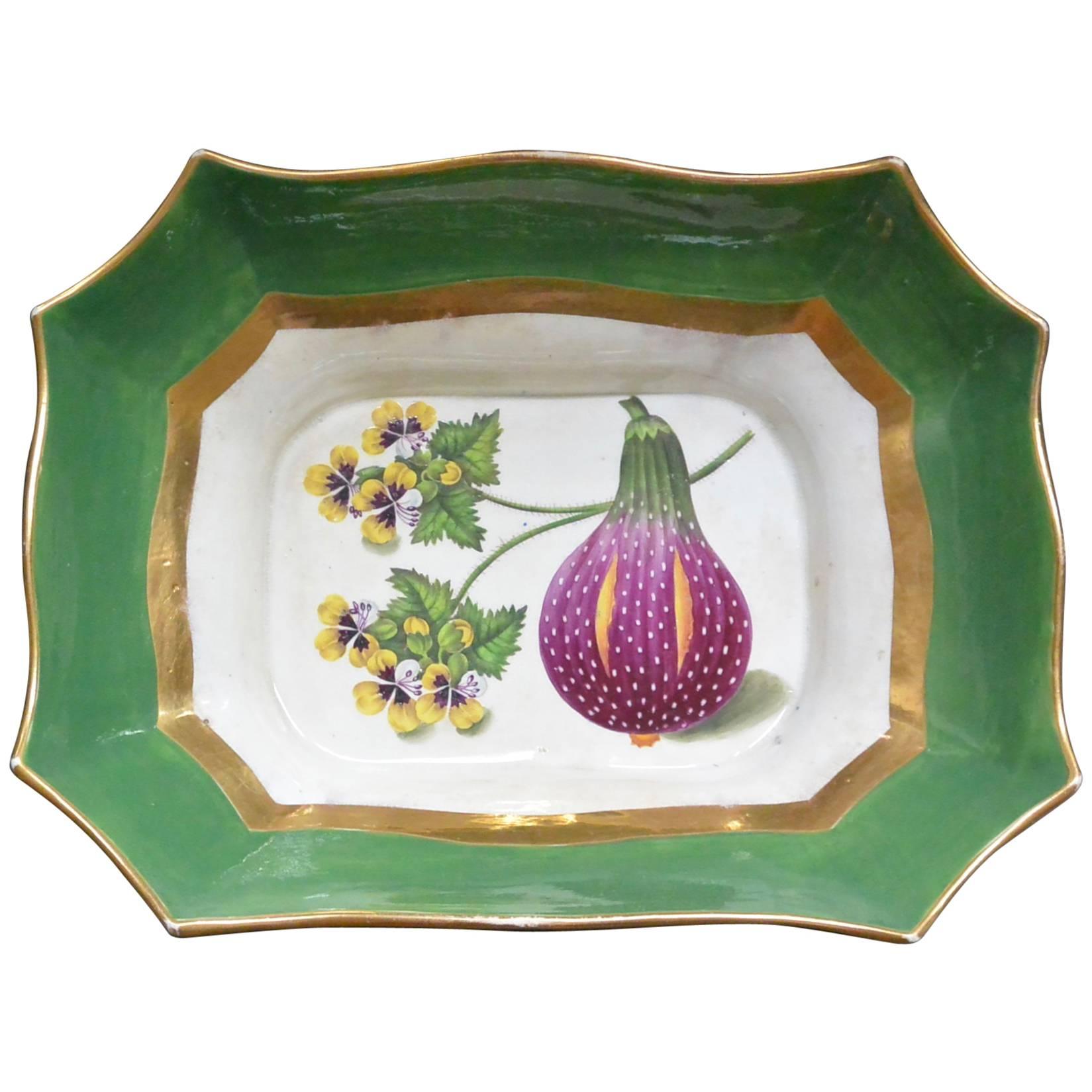Purple and Green Gilt Porcelain Flower and Fruit Compote