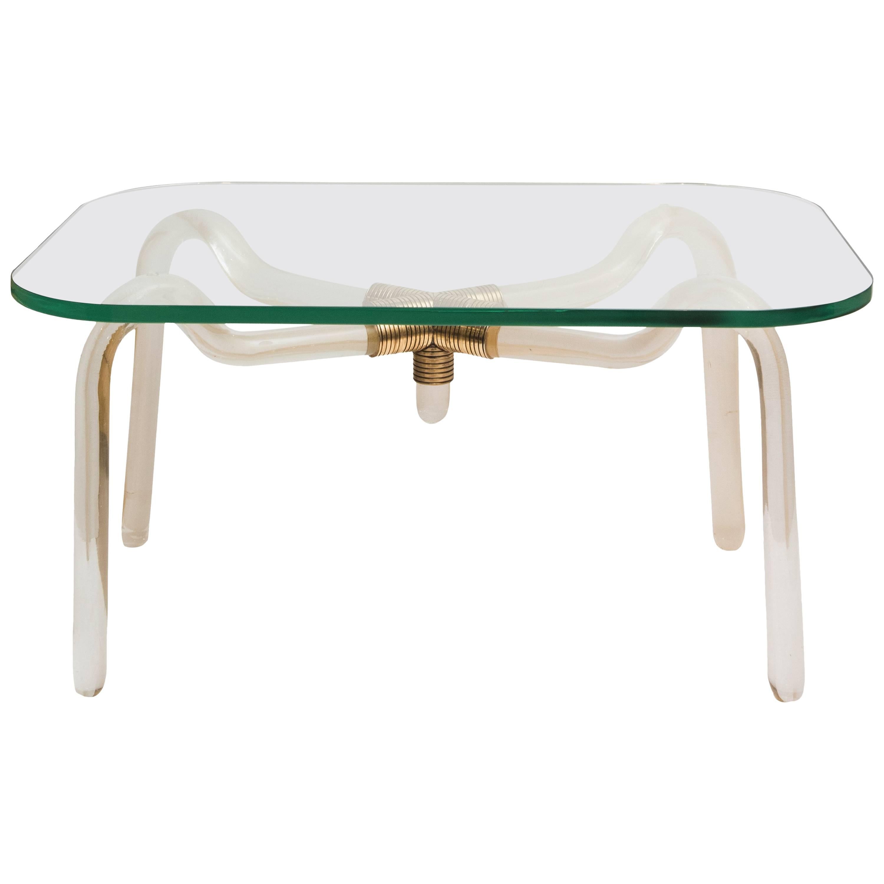 Seguso Murano Glass and Gold Italian Low Table, 1950s  For Sale