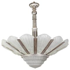 Palatial French Art Deco Fourteen Panel Chandelier by Genet et Michon 6