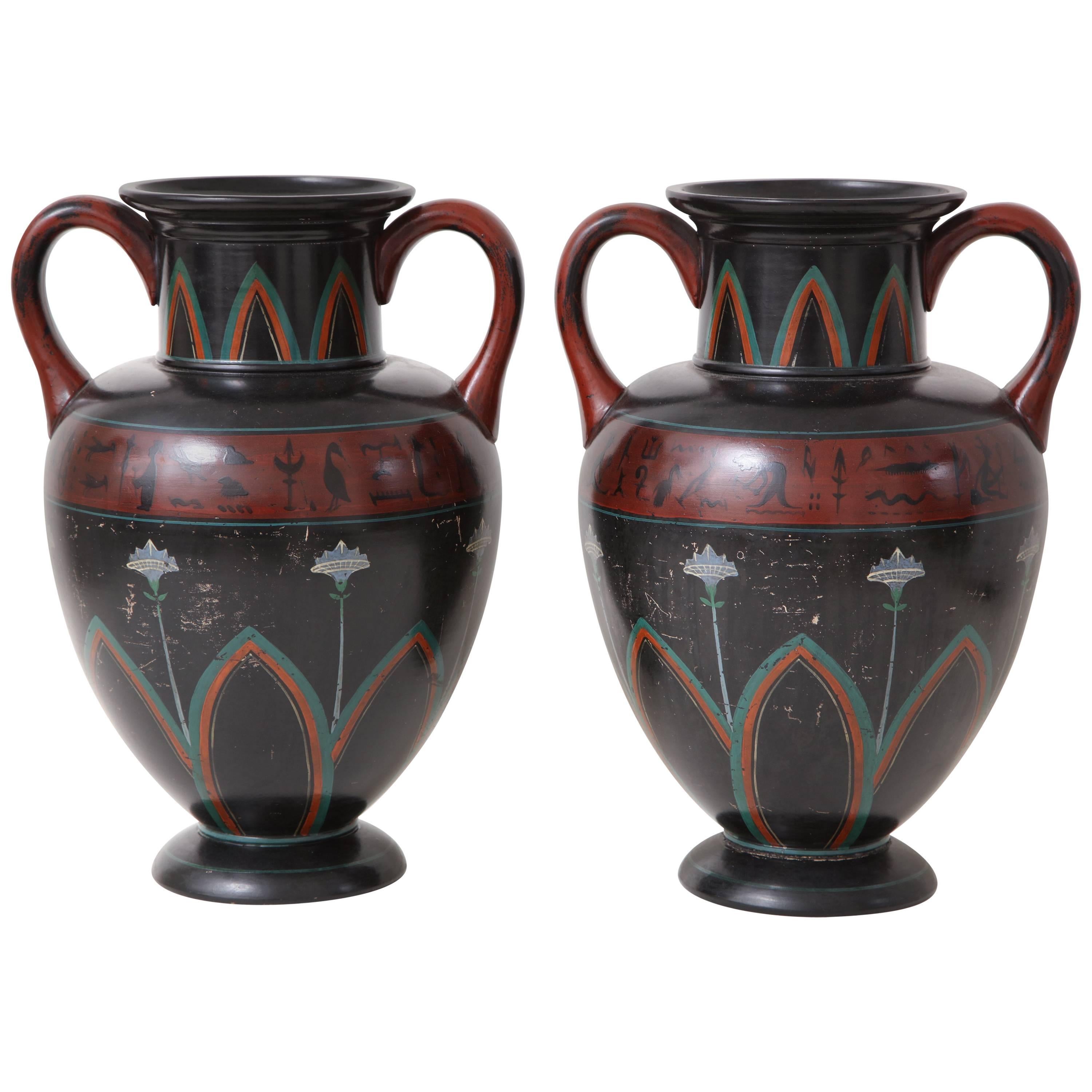 Pair of 19th Century German Neoclassical Amphora Vases For Sale