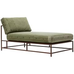 Vintage Military Canvas and Marbled Rust Chaise Longue 3