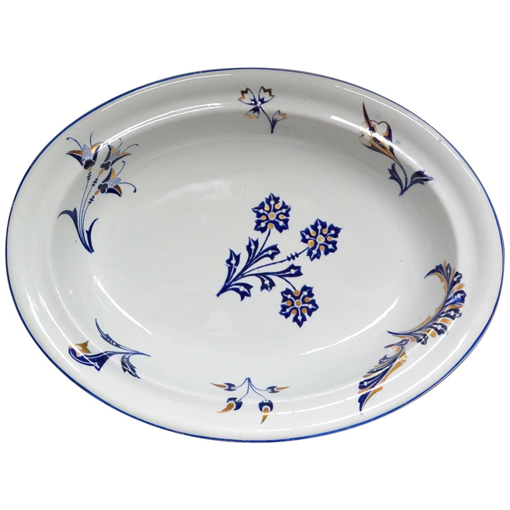 Wedgwood Blue, White and Gilt Floral Footed Dish