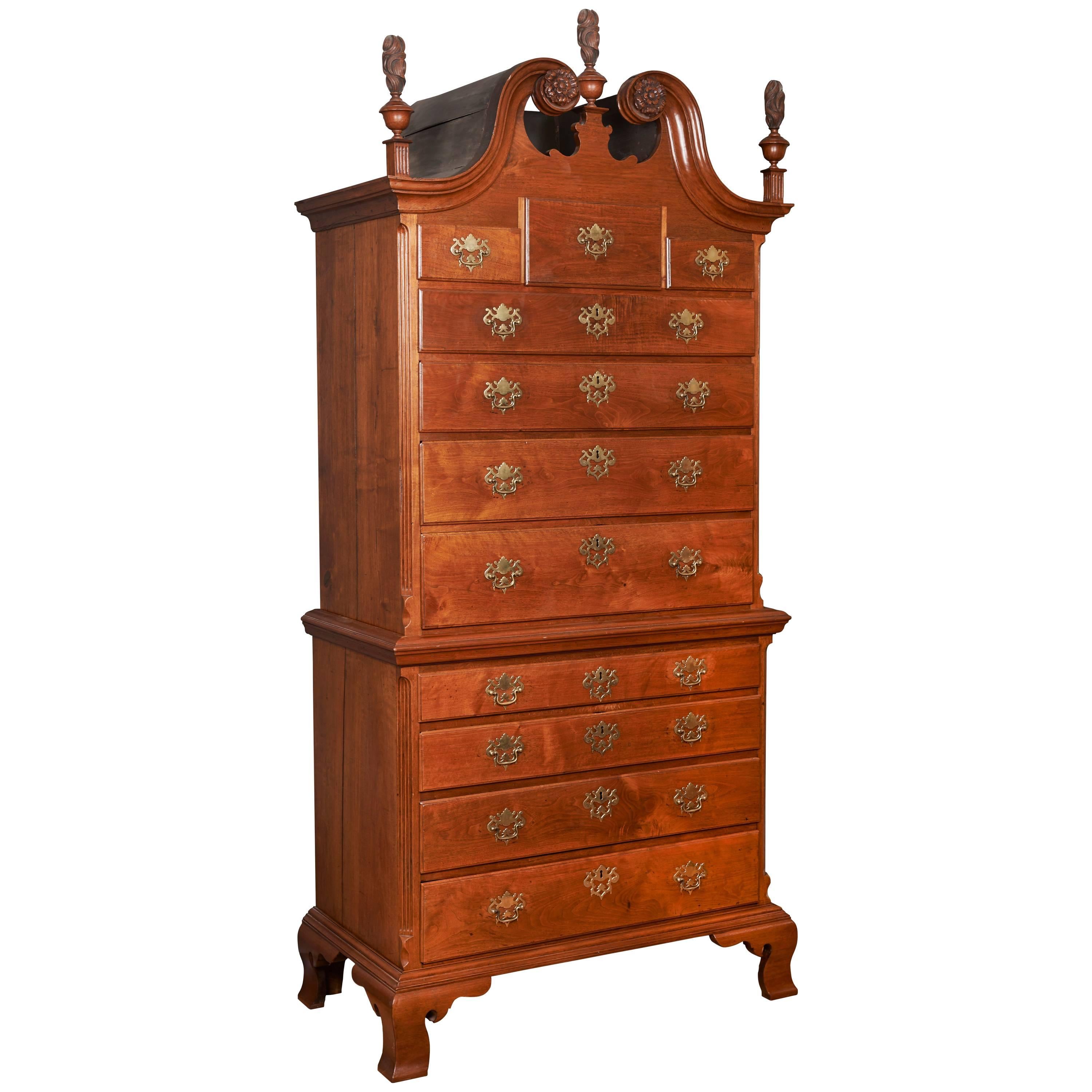 Walnut Chippendale Chest on Chest