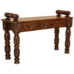 19th Century Carved Small Window Seat