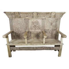 18th Century Italian Renaissance Style Walnut Carved Bench