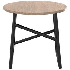 Algedi Side Table, Powder Coated with Oak Top 2