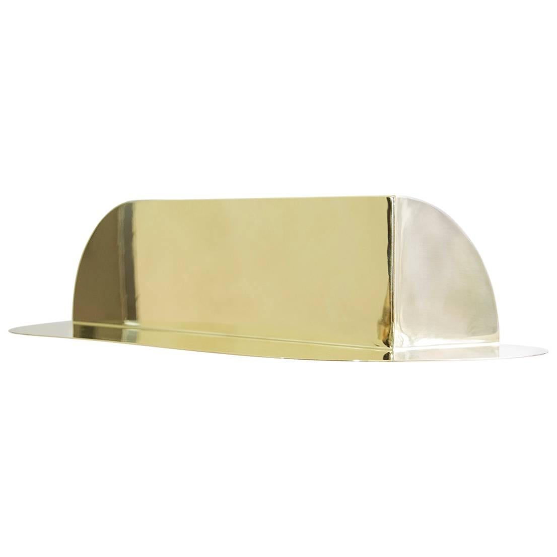 'Corner Shelf' - Minimalist - Reflective Brass, Customizable Size  For Sale