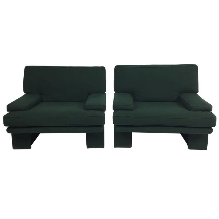 1980s Furniture pair of post-modern fully-upholstered "sirino" armchairswalter 1980s Furniture pair of post-modern fully-upholstered "sirino" armchairswalter