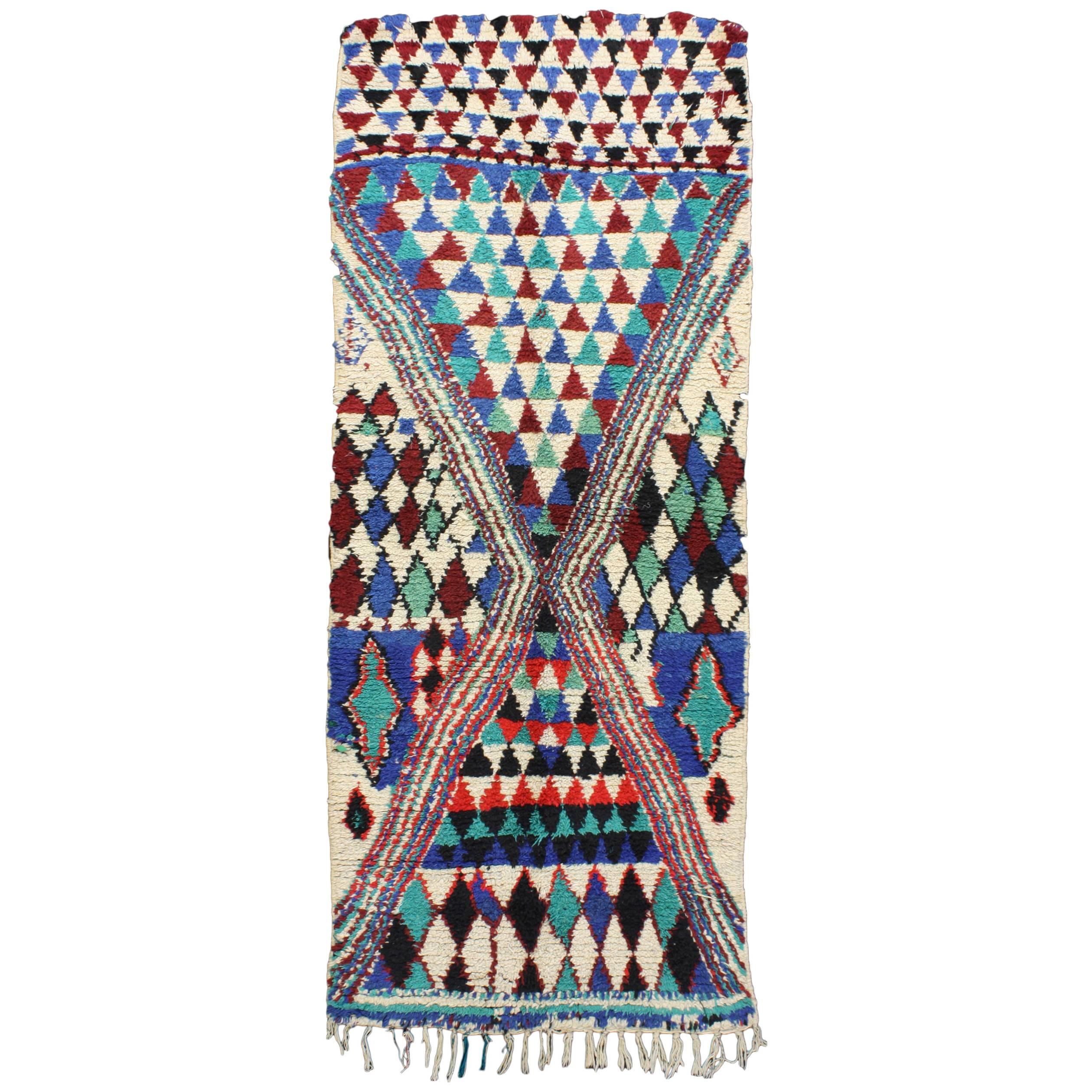 Handwoven Berber Wool Rug, Vintage Azilal