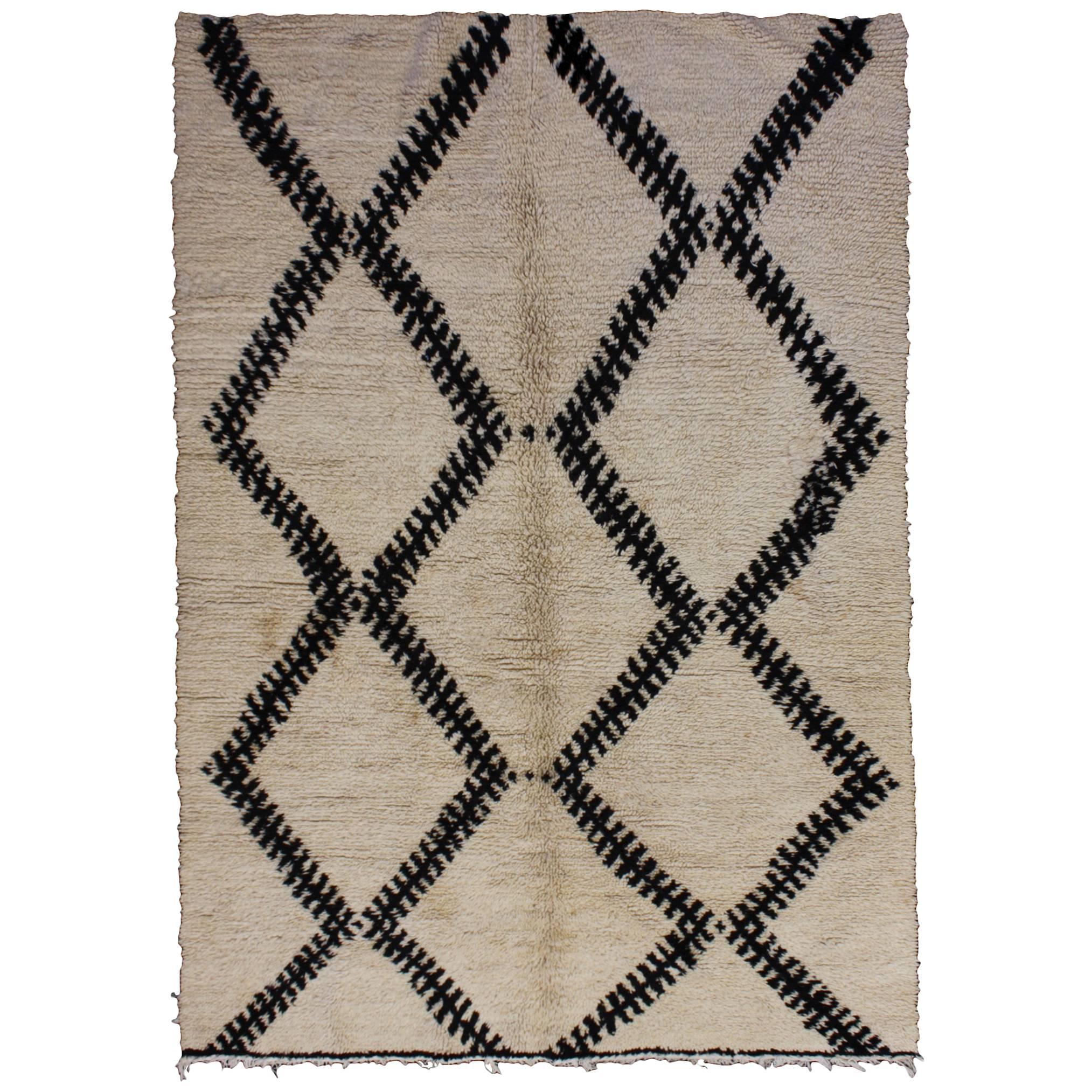 Handwoven Berber Wool Rug, Vintage Beni Ourain