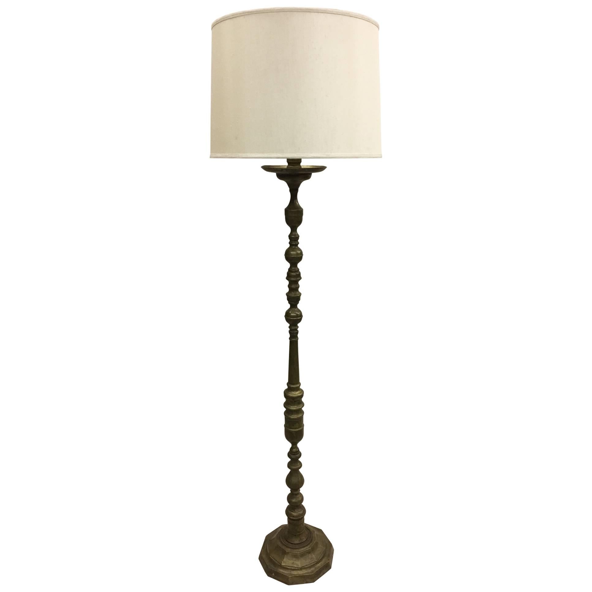 French Mid-Century Modern Gilt Bronze Baluster Form Floor Lamp, 1930 For Sale