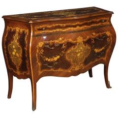 Vintage 20th Century Italian Dresser in Louis XV Style with Floral Inlay