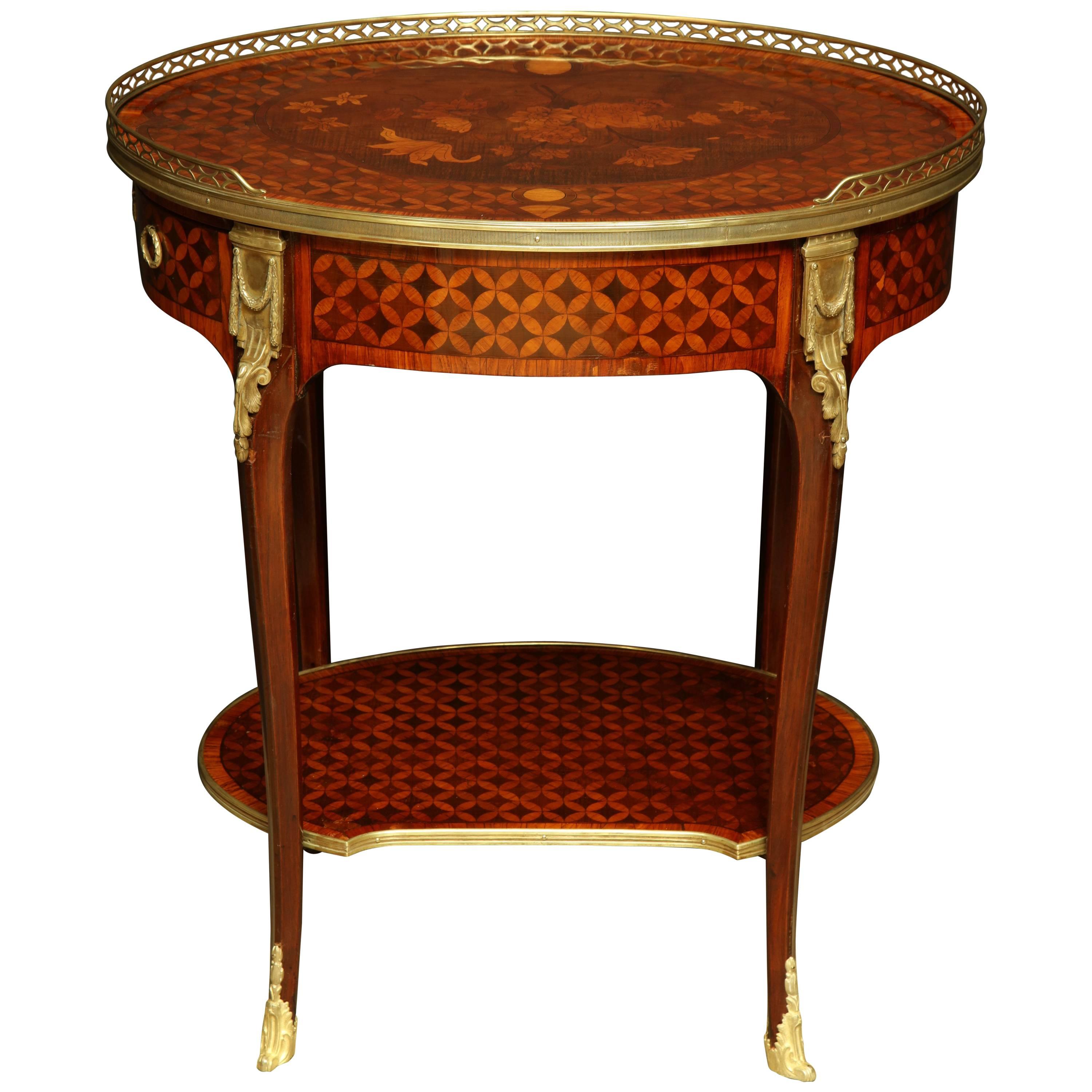 Louis XV Oval Marquetry Side Table
