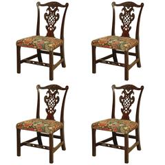 Antique Set of Four Irish George III Side Chairs